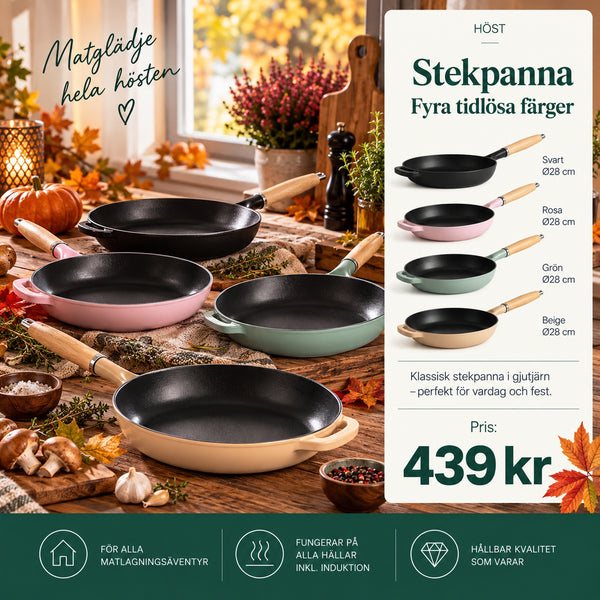 JERNVERKET STEKPANNA 28 CM MED TRÄHANDTAG
