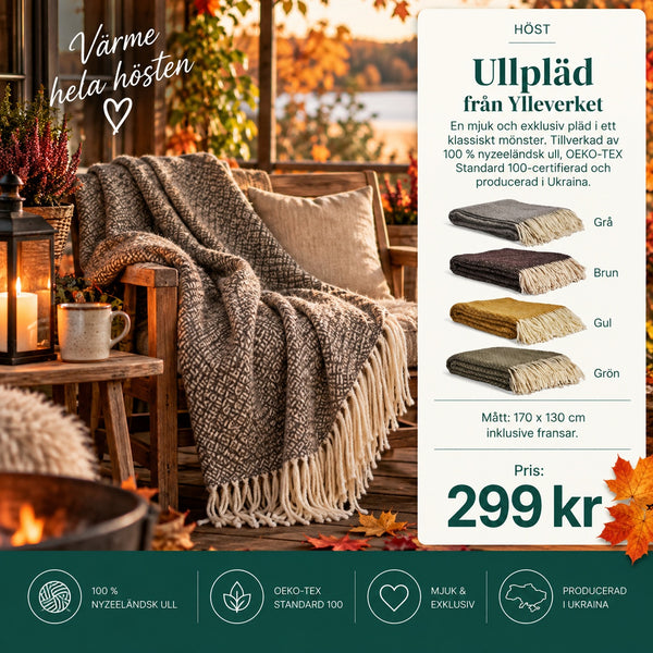 Ylleverket ullpläd 170 × 130 cm